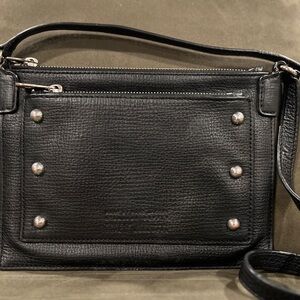 Marc by Marc Jacobs Black Leather Workwear Crossbody with Silver Hardware/Studs